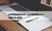 pdf转换成word（pdf转换成word是什么意思）