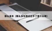 那么多年（那么多年我还忘不了是什么歌）