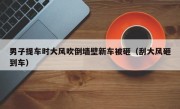 男子提车时大风吹倒墙壁新车被砸（刮大风砸到车）