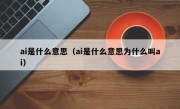 ai是什么意思（ai是什么意思为什么叫ai）