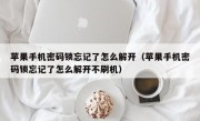 苹果手机密码锁忘记了怎么解开（苹果手机密码锁忘记了怎么解开不刷机）