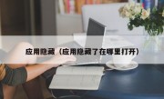应用隐藏（应用隐藏了在哪里打开）