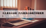 九九乘法口诀表（九九乘法口诀表打印版免费）