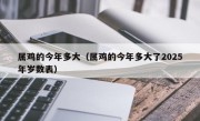 属鸡的今年多大（属鸡的今年多大了2025年岁数表）